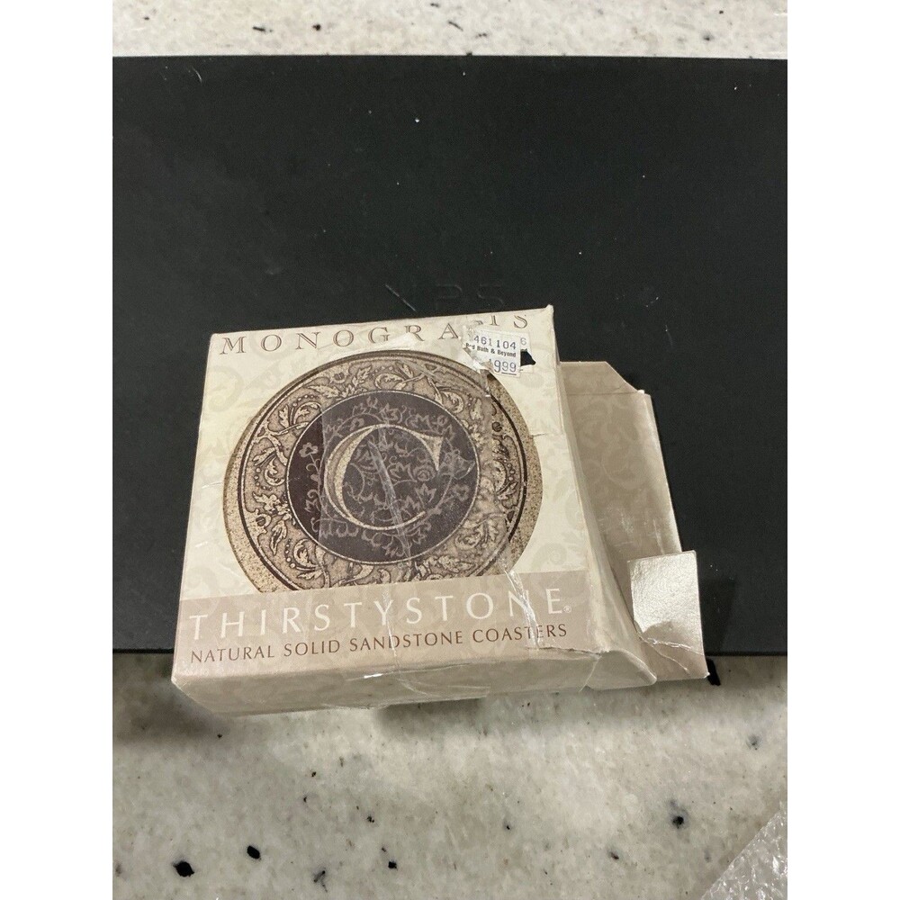 Thirstystone Monogram C Sandstone Coasters Set of 4 Made in USA 2